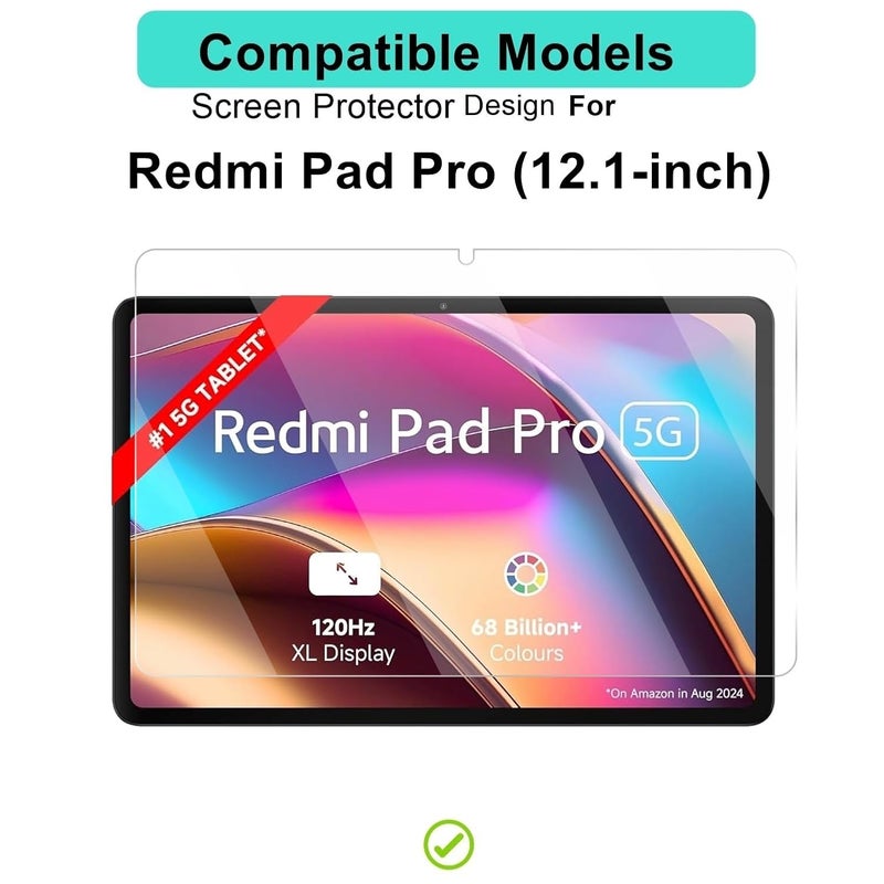 Wisely Premium Full Screen Protector For Redmi Pad Pro |12.1-Inch| Anti-Scratch Tablet Glass Guard, 9H Ultimate Protection, Bubble-Free, Easy Installation Kit - HD Clear - Image 2