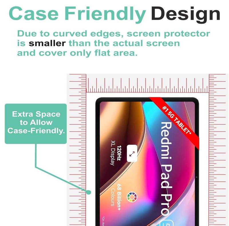 Wisely Premium Full Screen Protector For Redmi Pad Pro |12.1-Inch| Anti-Scratch Tablet Glass Guard, 9H Ultimate Protection, Bubble-Free, Easy Installation Kit - HD Clear - Image 4