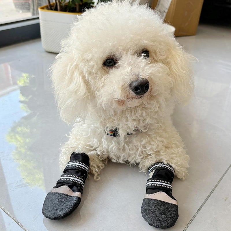 2 Pair Dog Shoes Protective Thick Grip Dogs Feet Covers Socks with Adjustable Sticker for Outdoor Prevents Sliding Antislip Pet Footwear - Image 2
