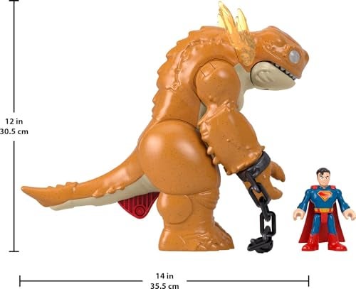 imaginext لعبة سوبرمان من إيمجينكست فيشر-برايس مع أضواء وأصوات وحركة وشخصية متحركة بطول 3 بوصات، وحش بطول 10 بوصات مع سلاسل - Image 5