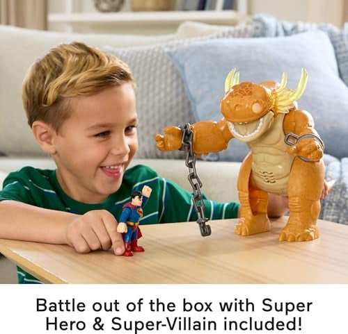 imaginext لعبة سوبرمان من إيمجينكست فيشر-برايس مع أضواء وأصوات وحركة وشخصية متحركة بطول 3 بوصات، وحش بطول 10 بوصات مع سلاسل - Image 4