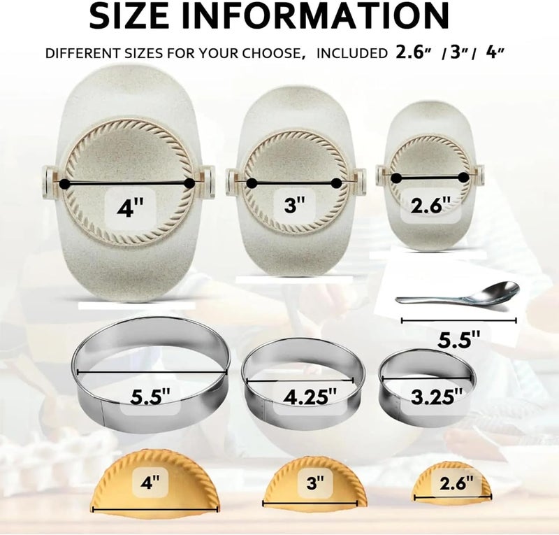 LMFEG Dumpling Maker Set with Dough Cutter and Empanada Press Mold - Effortlessly Make Perfect Dumplings, Calzones, Pierogi, Chinese Turnovers (3") - Image 5