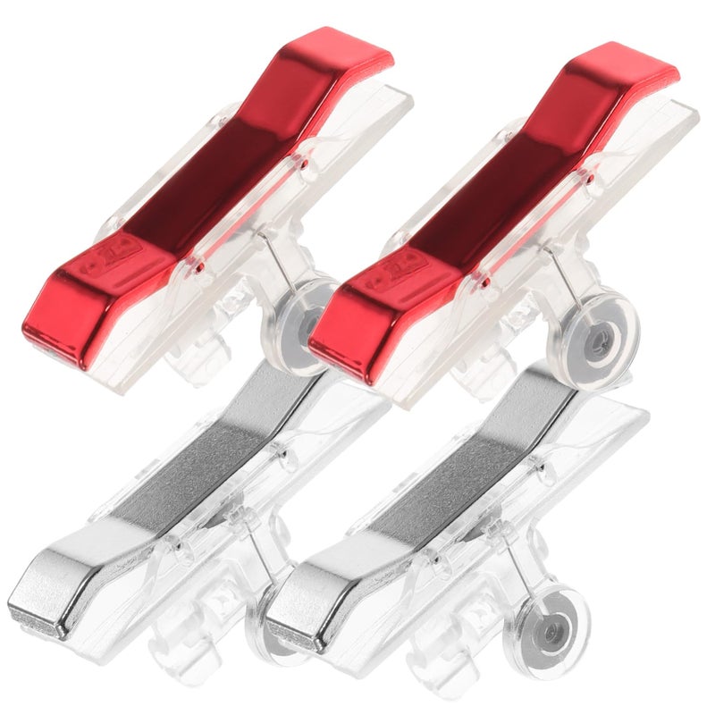 Transparent Red Silver Mobile Game Controller Buttons 2 Pairs Enhanced Gaming Experience Easy Installation Non Slip Design - Image 2