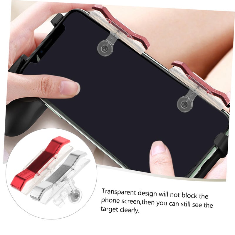 Transparent Red Silver Mobile Game Controller Buttons 2 Pairs Enhanced Gaming Experience Easy Installation Non Slip Design - Image 4