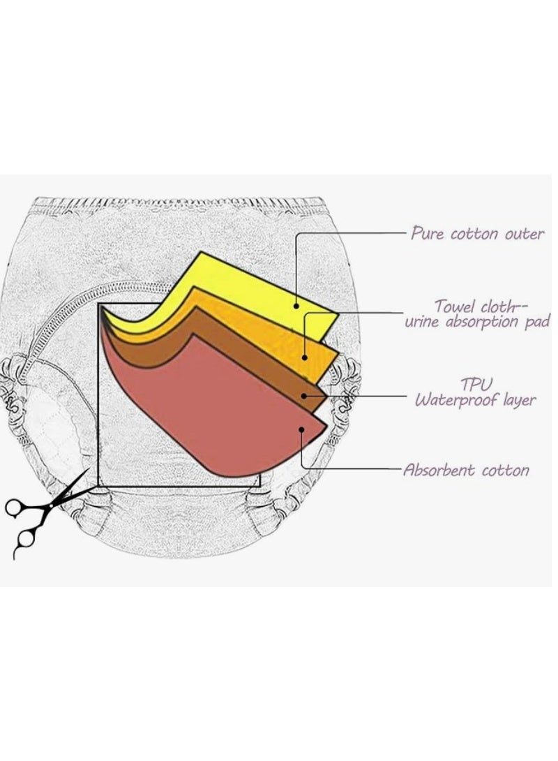 Eco Mom 4 Pieces Training Pants Strong Absorbent Toddler Potty Training Underwear for Baby and Toddlers UNISEX (6-Layers) 12KG-18KG (2-4 Years Old) LARGE, multi-color - Image 2