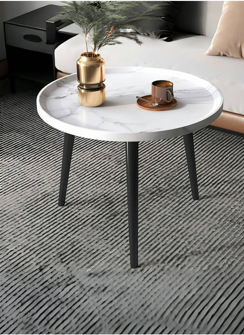 Oval Coffee Tables Set of 2 Nesting Table White Marble Living Room Center Table(120*60*38cm+60*60*48cm)
