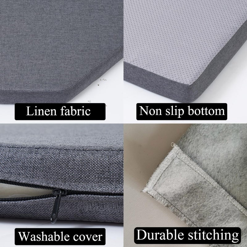 MICUSHION 4 Pieces Kitchen Breakfast Nook Cushions Set Corner Nook Dining Table Cushion linon Bench seat pad (Gray, Extra Large) - Image 4