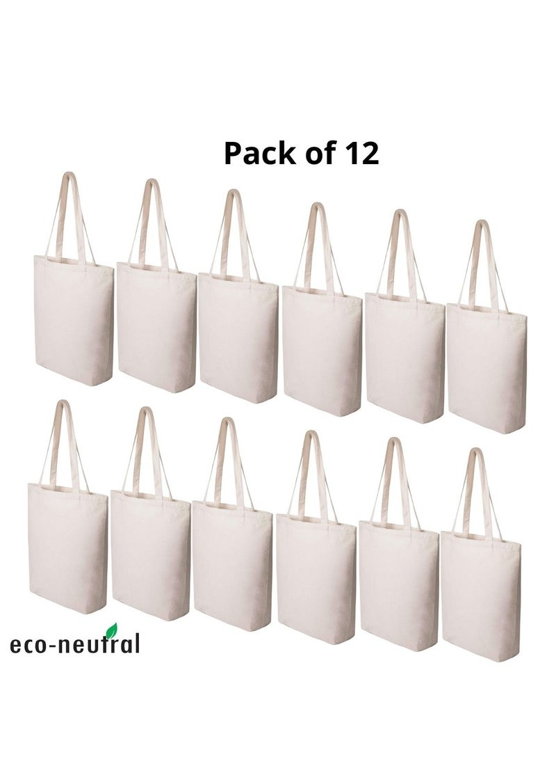 Eco-neutral (12 Pack) Eco-Neutral Cotton Tote Bag - Bulk/Wholesale for DIY Crafts, Gift Bag and Wedding, Birthday, Shopping, or Reusable Grocery Bag - Image 2