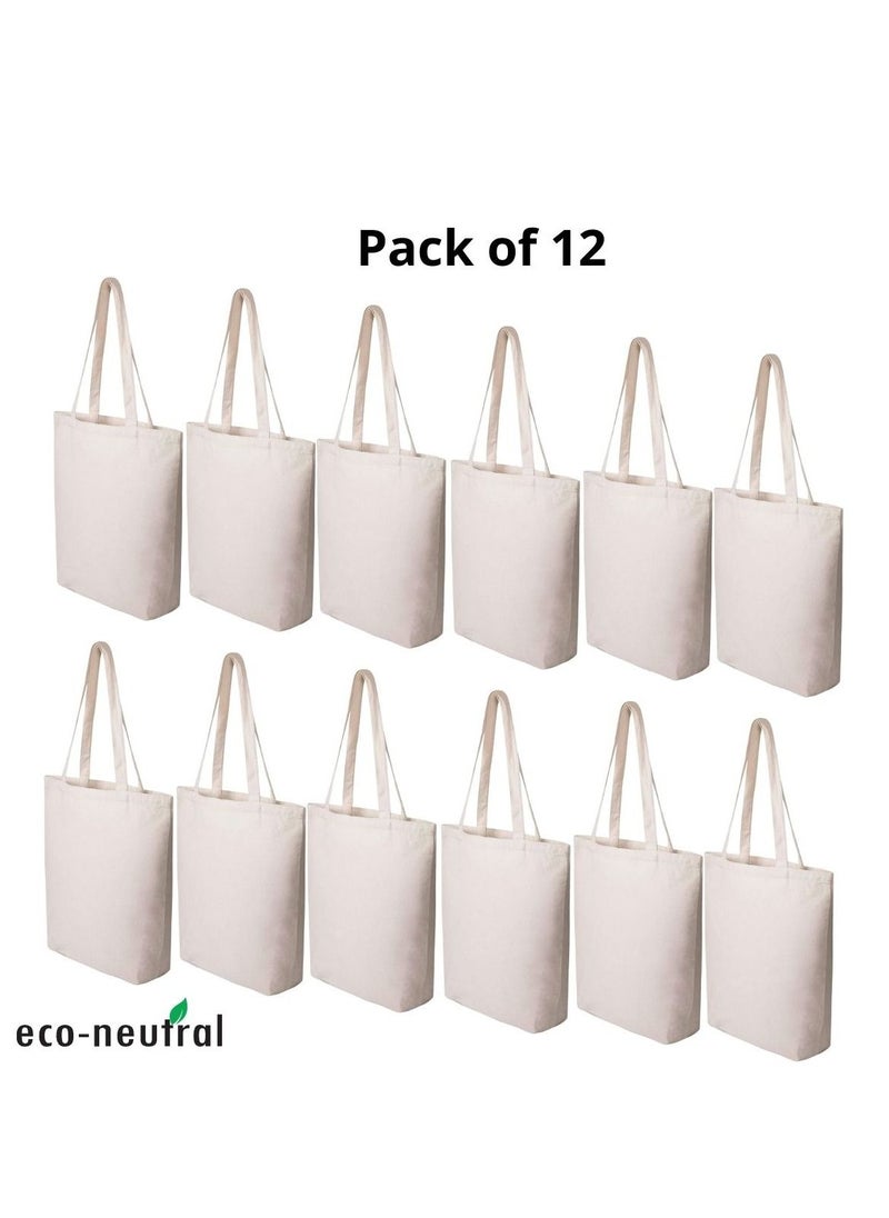 Eco-neutral - (12 Pack) Eco-Neutral Cotton Tote Bag - Bulk/Wholesale for DIY Crafts, Gift Bag and Wedding, Birthday, Shopping, or Reusable Grocery Bag - Image 1