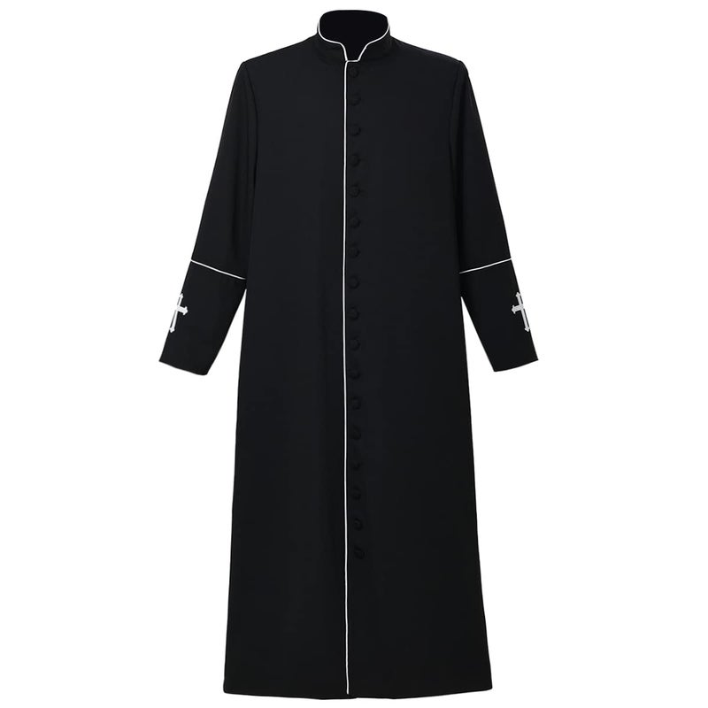 CAMDOM Men's Clergy Cassock Church Minister robe vestment for Pastor Black - Image 1