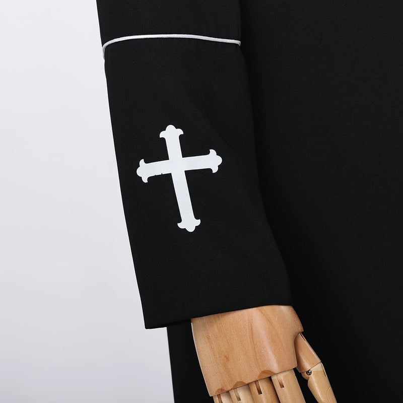 CAMDOM Men's Clergy Cassock Church Minister robe vestment for Pastor Black - Image 5