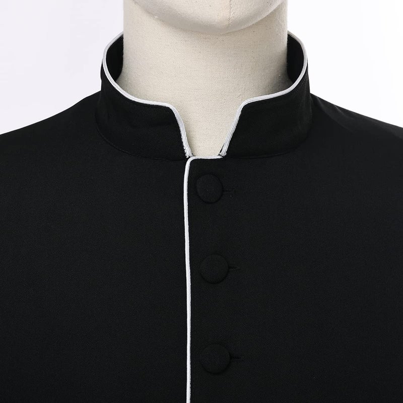 CAMDOM Men's Clergy Cassock Church Minister robe vestment for Pastor Black - Image 4