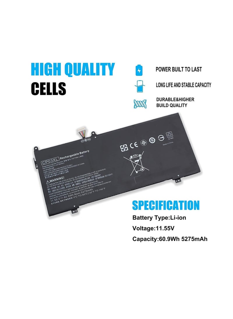 CP03XL Battery for HP Spectre X360 13-AE000 Series:13-AE011DX 13-AE012DX 13-AE001NG 13-AE006NO 13-AE013DX 13-AE091MS 13-AE0XX CP03060XL 929066-421 929072-855 HSTNN-LB8E LB8-11.55V 60.9Wh.  - Image 3
