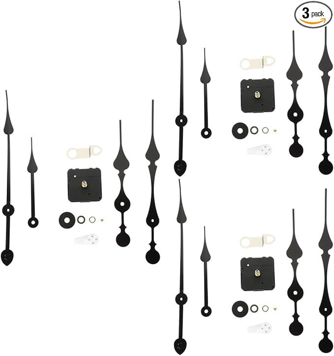 3 Sets High Torque Clock Movement Mechanism Replacement Kit with Hands for DIY Decor - Image 1