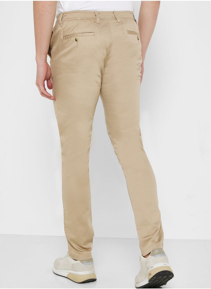 Thomas Scott - Men Mid-Rise Classic Slim Fit Chinos Trousers - Image 1