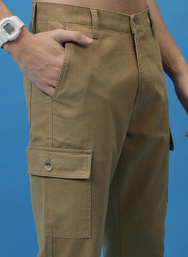 Mid Rise Tapered Fit Cargo Trousers by Styli