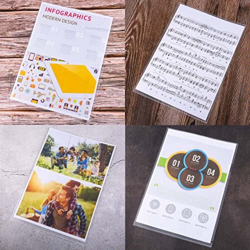 Plastic Document Folders for Efficient File Organization and Protection, 20 Pcs Waterproof A4 L-Type Transparent Pockets, Thicker Copy Safe Project Pockets for Documents in Office or School - Image 5