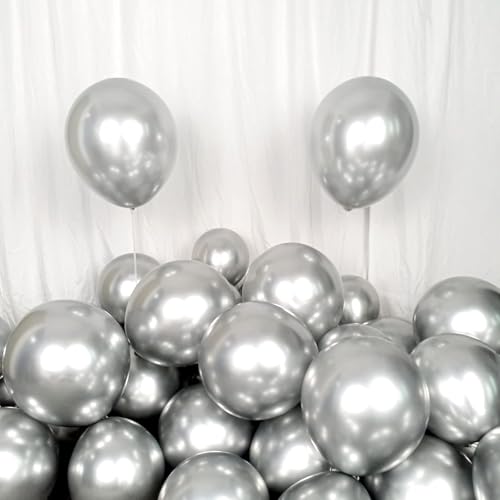 HK balloons 50Pcs Silver Chrome Metallic Balloons for Birthday Decoration for Wedding Birthday Baby Shower Graduation Christmas & Event's Decoration Balloons - Image 1