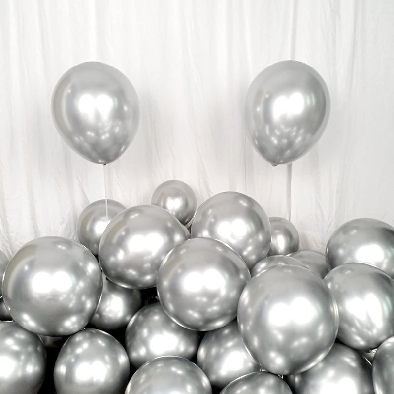 HK balloons 50Pcs Silver Chrome Metallic Balloons for Birthday Decoration for Wedding Birthday Baby Shower Graduation Christmas & Event's Decoration Balloons - Image 4