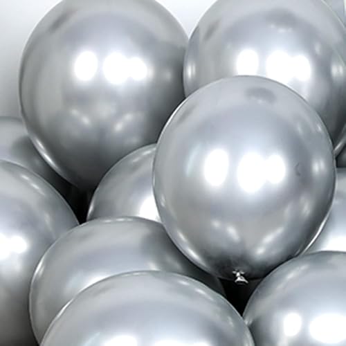 HK balloons 50Pcs Silver Chrome Metallic Balloons for Birthday Decoration for Wedding Birthday Baby Shower Graduation Christmas & Event's Decoration Balloons - Image 3