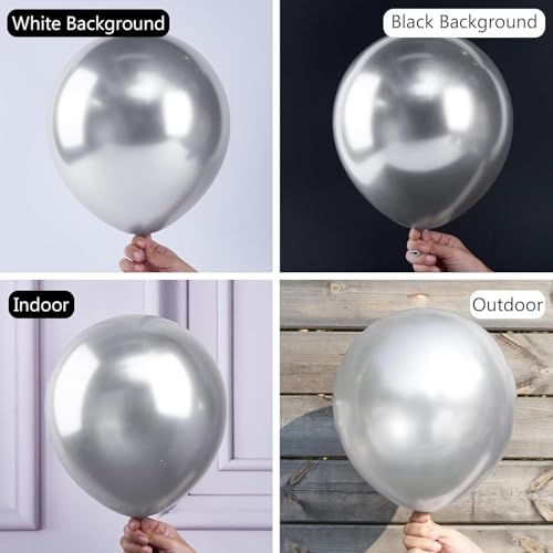 HK balloons 50Pcs Silver Chrome Metallic Balloons for Birthday Decoration for Wedding Birthday Baby Shower Graduation Christmas & Event's Decoration Balloons - Image 5