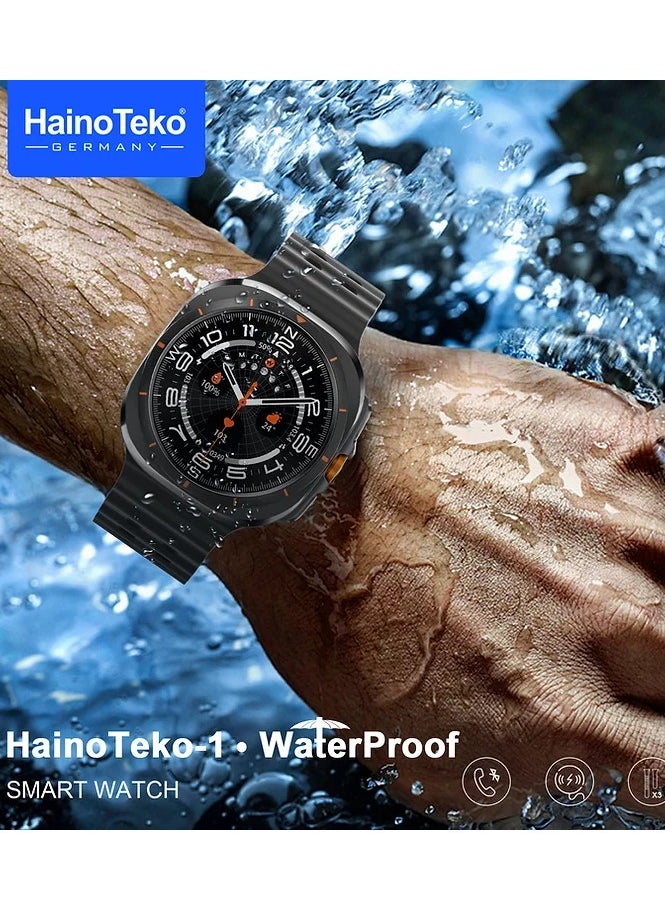 Haino Teko - 1 Ultra Waterproof Smartwatch With AMOLED Display and 3 Pair Straps For Men Silver - Image 1