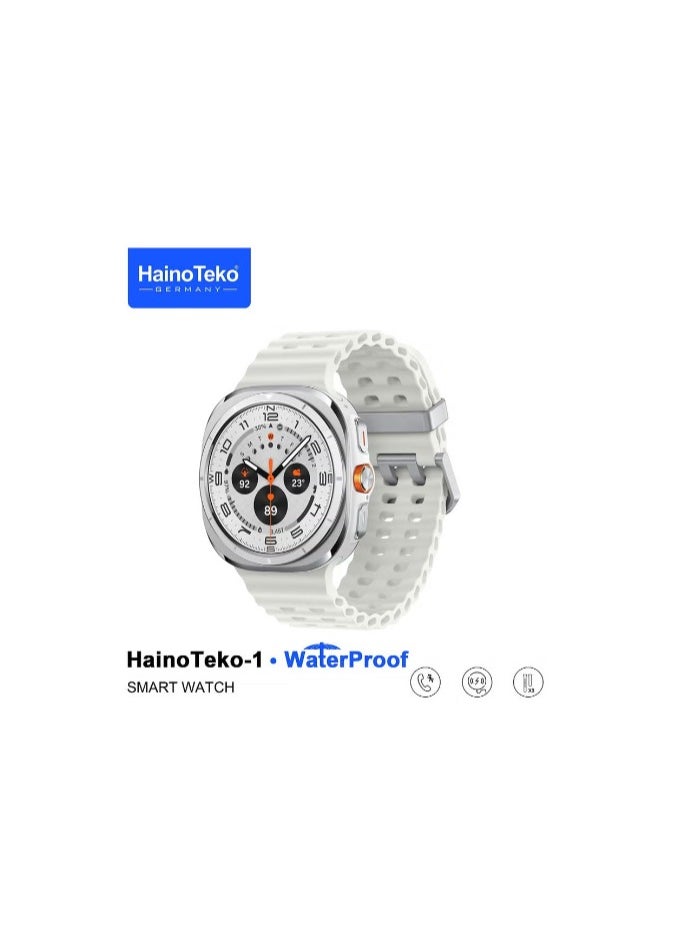 Haino Teko - 1 Ultra Waterproof Smartwatch With AMOLED Display and 3 Pair Straps For Men Silver - Image 1