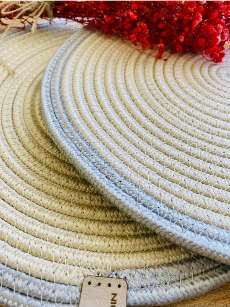 BDZ Deri BDZ Leather Jute Wicker American Service Plate 2 Pieces