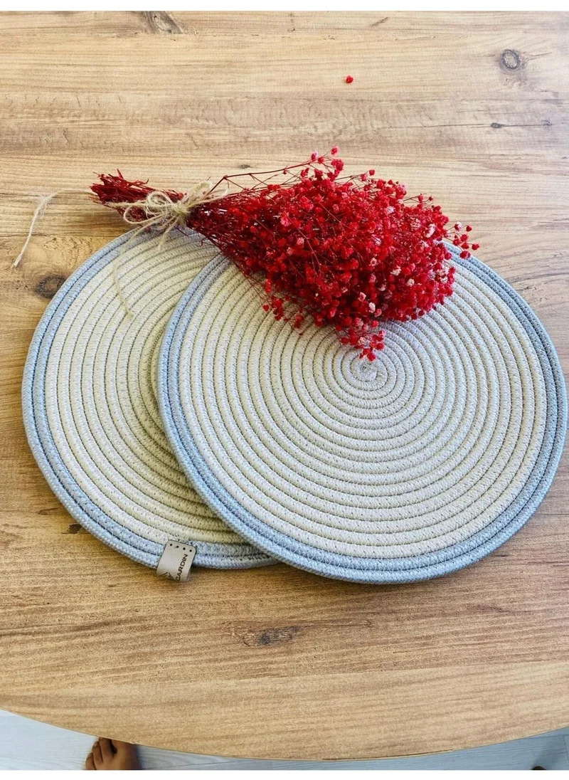 BDZ Deri BDZ Leather Jute Wicker American Service Plate 2 Pieces