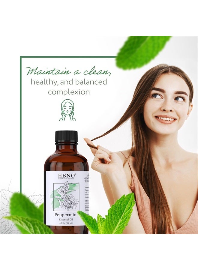 hbno ® California Bottled Peppermint Essential Oil for Diffuser 4 Fl oz (120ml) - Natural & Pure Peppermint Oil for Hair Growth - Perfect for Aromatherapy & DIY, Essential Oil Peppermint - Image 5