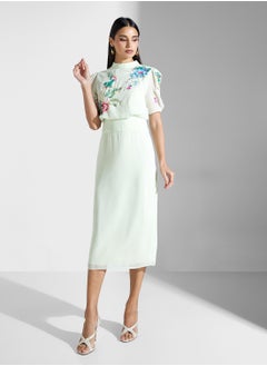Hope & Ivy Embellished Midi Pencil Dress With Tie Back  - Image 1