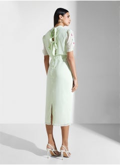 Hope & Ivy Embellished Midi Pencil Dress With Tie Back  - Image 2