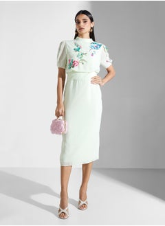 Hope & Ivy Embellished Midi Pencil Dress With Tie Back  - Image 4