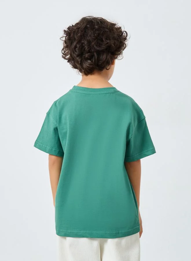 Styli Kids Green New York Graphic Oversized T-Shirt