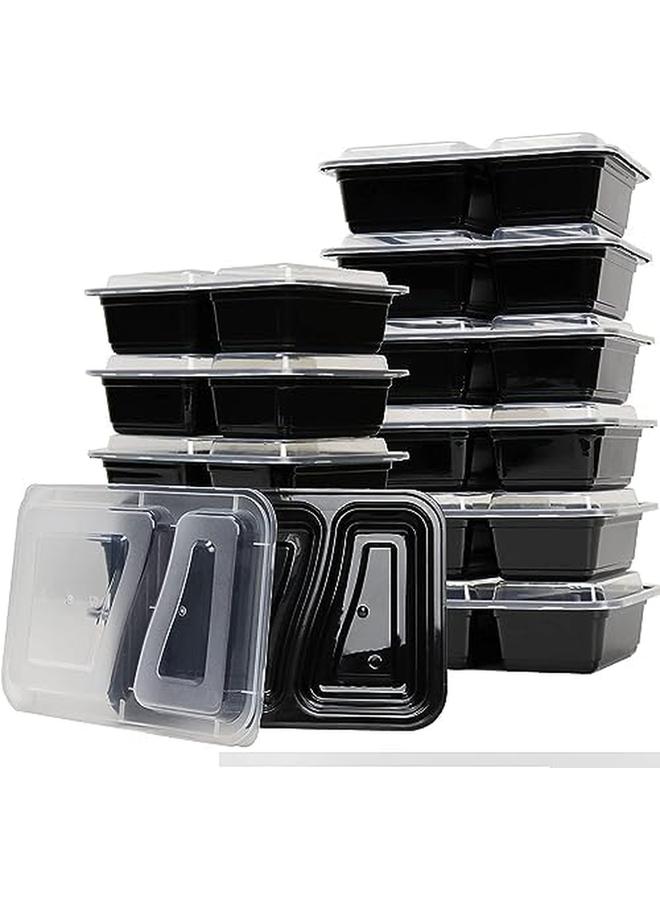 البيادر حاويات إعداد الوجبات 10 عبوات مكونة من مقصورتين مع أغطية، حاويات تخزين الطعام، صندوق بينتو، خالٍ من مادة BPA، قابل للتكديس في غسالة الأطباق في الميكروويف، آمن للاستخدام في الفريزر، 32 أونصة - Image 2