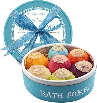 Aofmee Bath Bombs Gift Set 7pcs Fizzies Spa Kit Perfect for Moisturizing Skin Birthday Valentines Mothers Day Anniversary Christmas Best Gifts Ideas for Women Mum Girls Her Kids - Image 1