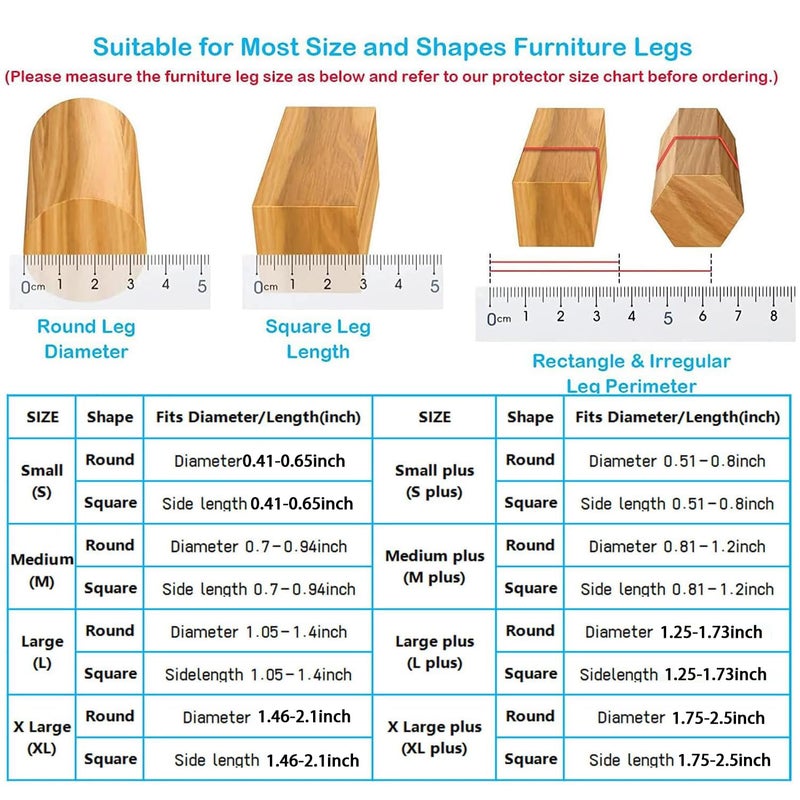 Yarehand 16 Pack Chair Leg Floor Protectors For Hardwood Floors  Round Rubber Furniture Sliders  360Felt Pad Bottom Wrapped Thickening Silicone Furniture Legs Caps Covers(Round Clear-Brown-M) - Image 2