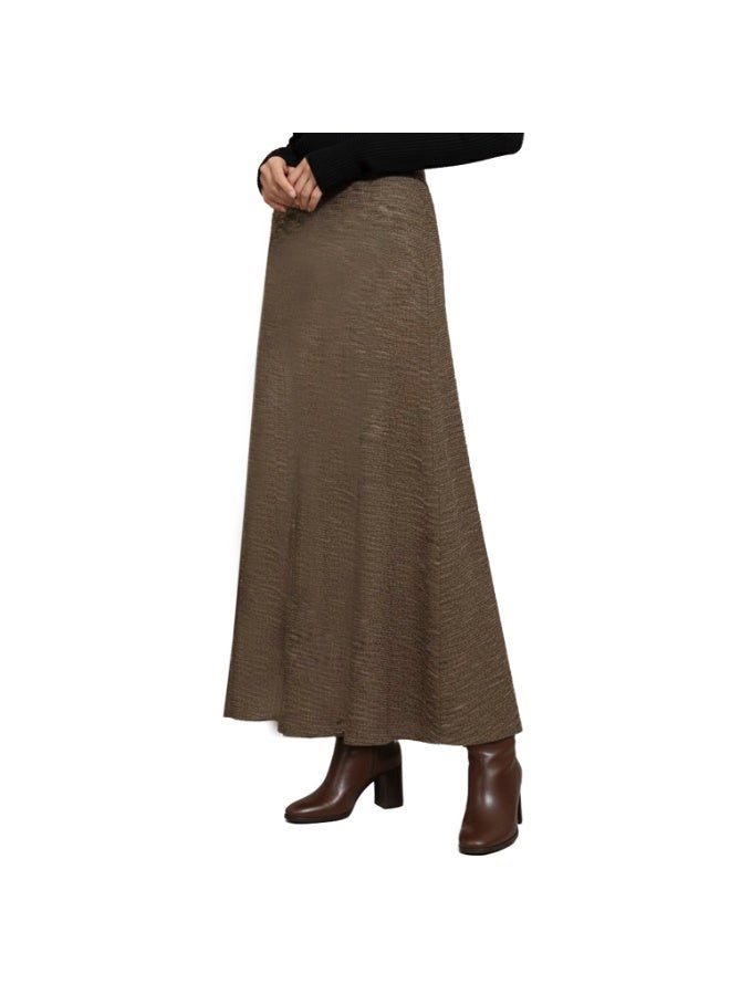 Smoky Egypt Tricot Boucle Maxi Circle Skirt-Brown - Image 2