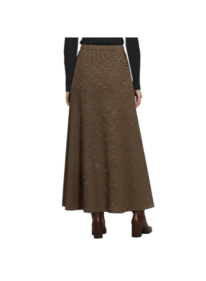 Smoky Egypt Tricot Boucle Maxi Circle Skirt-Brown - Image 4