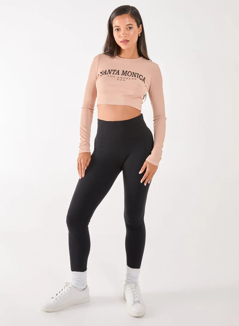 Pink Vanilla Long Sleeve Santa Monica Varsity Top