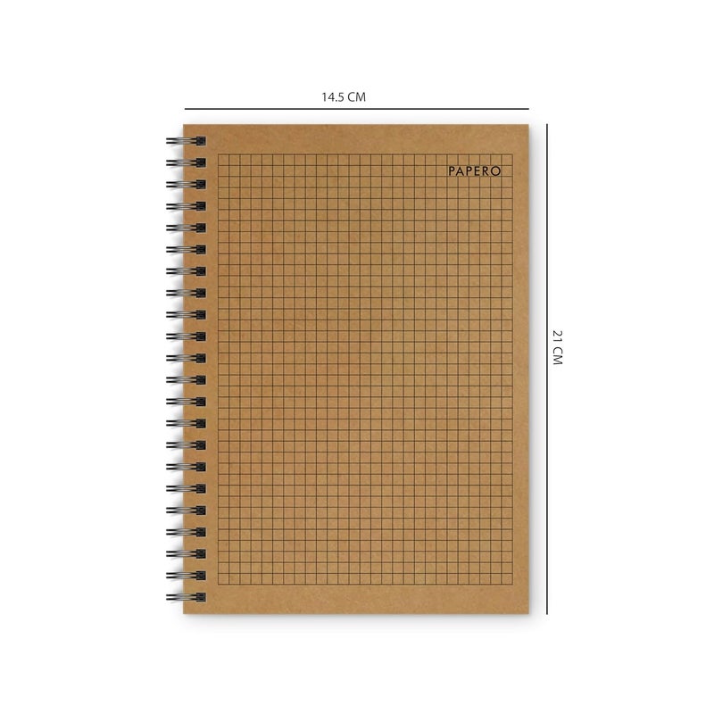 PAPERO Professional A5 Square Grid Notebook | 5MM Square Graph Design | 100 GSM A5 Size (21.0 x 14.5 cm) | Ideal for Architects & Designers | Kraft Cover | 100 Pages | (Plain Square) - Image 2