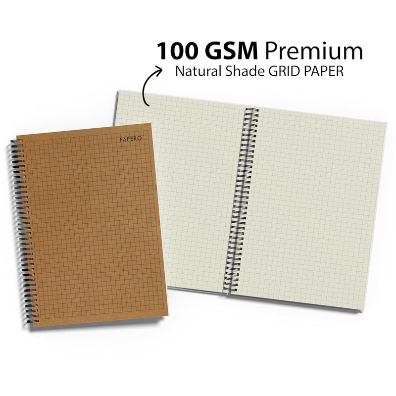 PAPERO Professional A5 Square Grid Notebook | 5MM Square Graph Design | 100 GSM A5 Size (21.0 x 14.5 cm) | Ideal for Architects & Designers | Kraft Cover | 100 Pages | (Plain Square) - Image 3