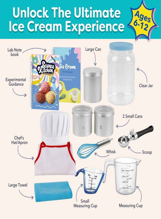 Aizweb Ice Cream Maker for Kids-Science Kit to Make Your Own Real Ice Cream|STEM Educational Science Experiments,Birthday Gifts for Boys&Girls Ages 5-14|Includes Visual Recipes,Scoop,Cans&Whisks - Image 2