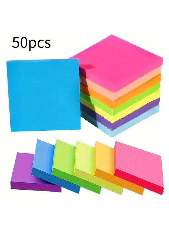 50 Sheets Solid Color Sticky Notes Random Color 1 Book For School Office Memo Marking - Image 1
