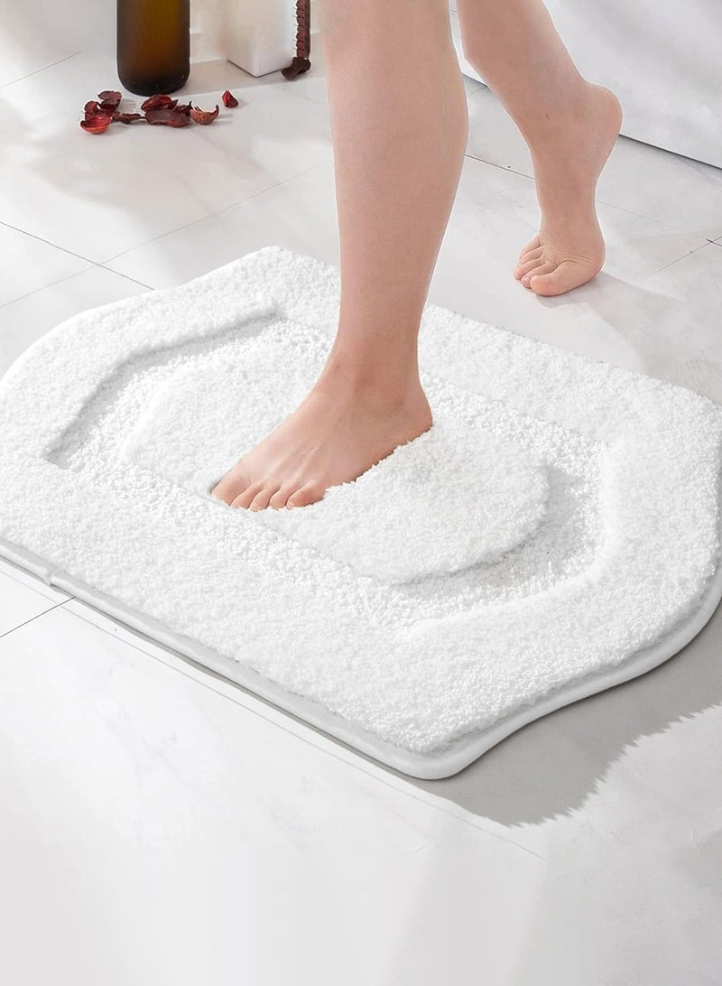 كيلا سجادة حمام، سجادة حمام فائقة النعومة ماصة وقابلة للغسل، سجادات حمام غير قابلة للانزلاق للحمام وحوض الاستحمام والدش، أبيض (50*80 سم) - Image 1