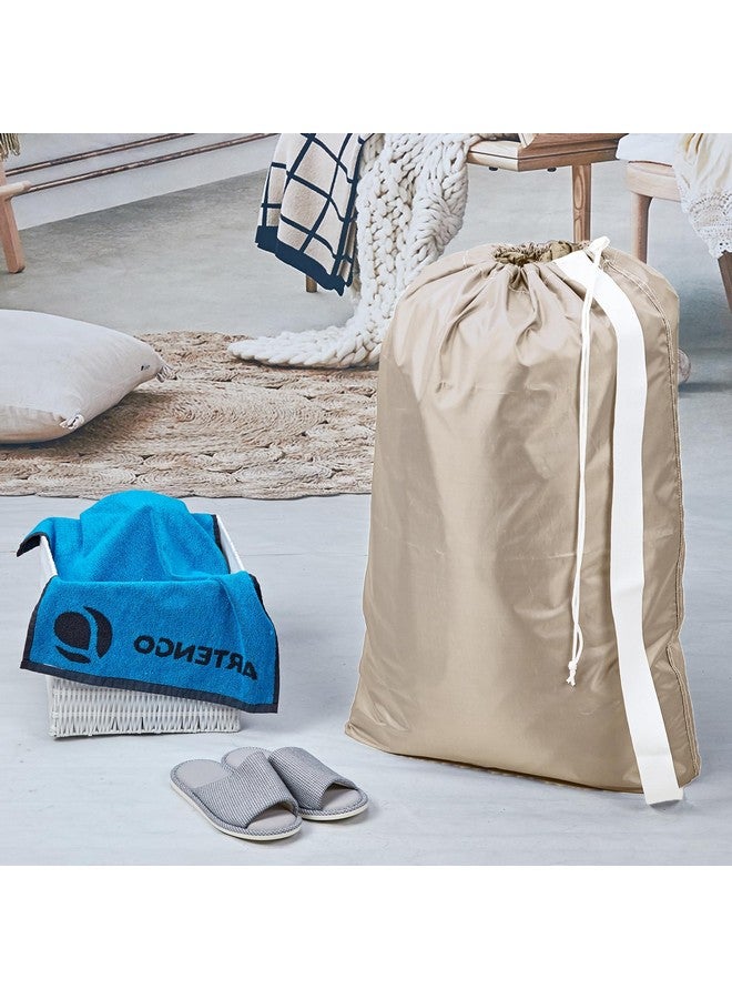 حقيبة غسيل من النايلون من هومست، مقاس XL، مع حزام، منظم كبير للملابس المتسخة، سهلة التركيب في سلة الغسيل أو سلة الملابس، يمكنها حمل ما يصل إلى 4 أحمال من الملابس، لون بيج - Image 2