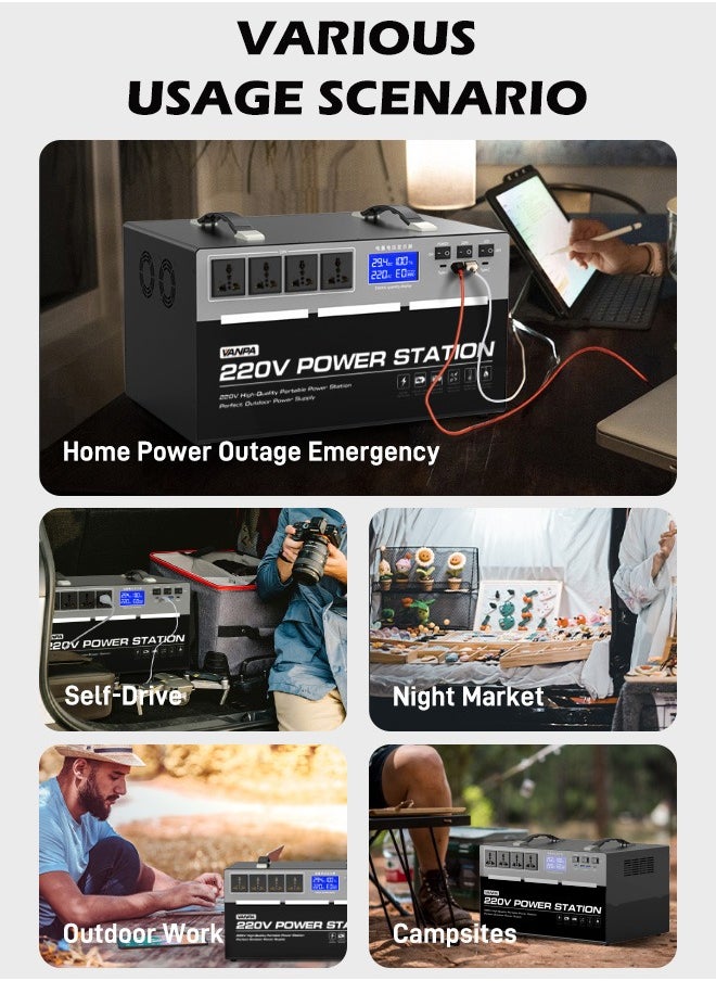 فانپا - VANPA 1500W محطة طاقة محمولة 4x AC 220V إخراج موجة جيبية نقية 1920Wh بطارية ذات سعة كبيرة للتخييم في الهواء الطلق - Image 1