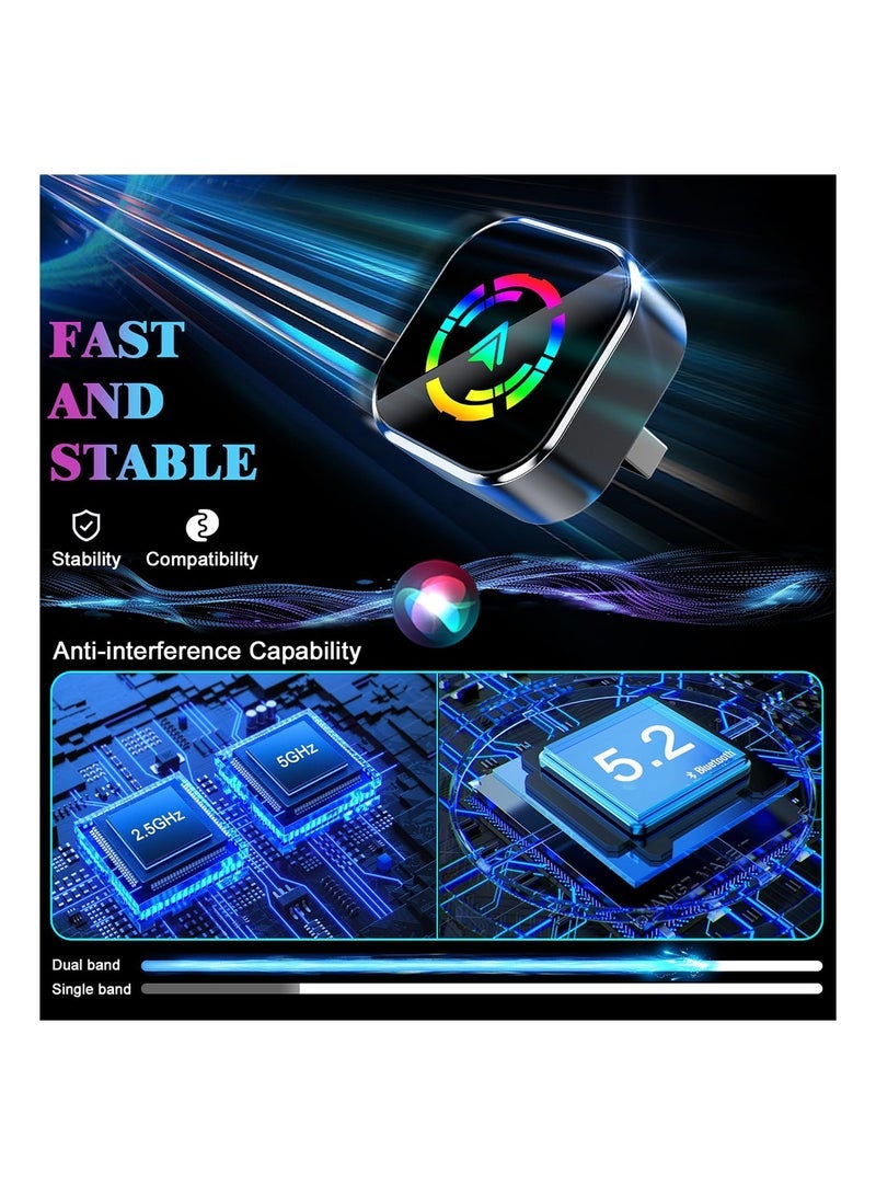 Wireless CarPlay Adapter for iPhone, 2025 Upgraded Wired to Wireless for Apple CarPlay, Mini USB Design Car Play Adapter with Type-C Extension, Plug and Play, Stable Connection & No Latency - Image 4