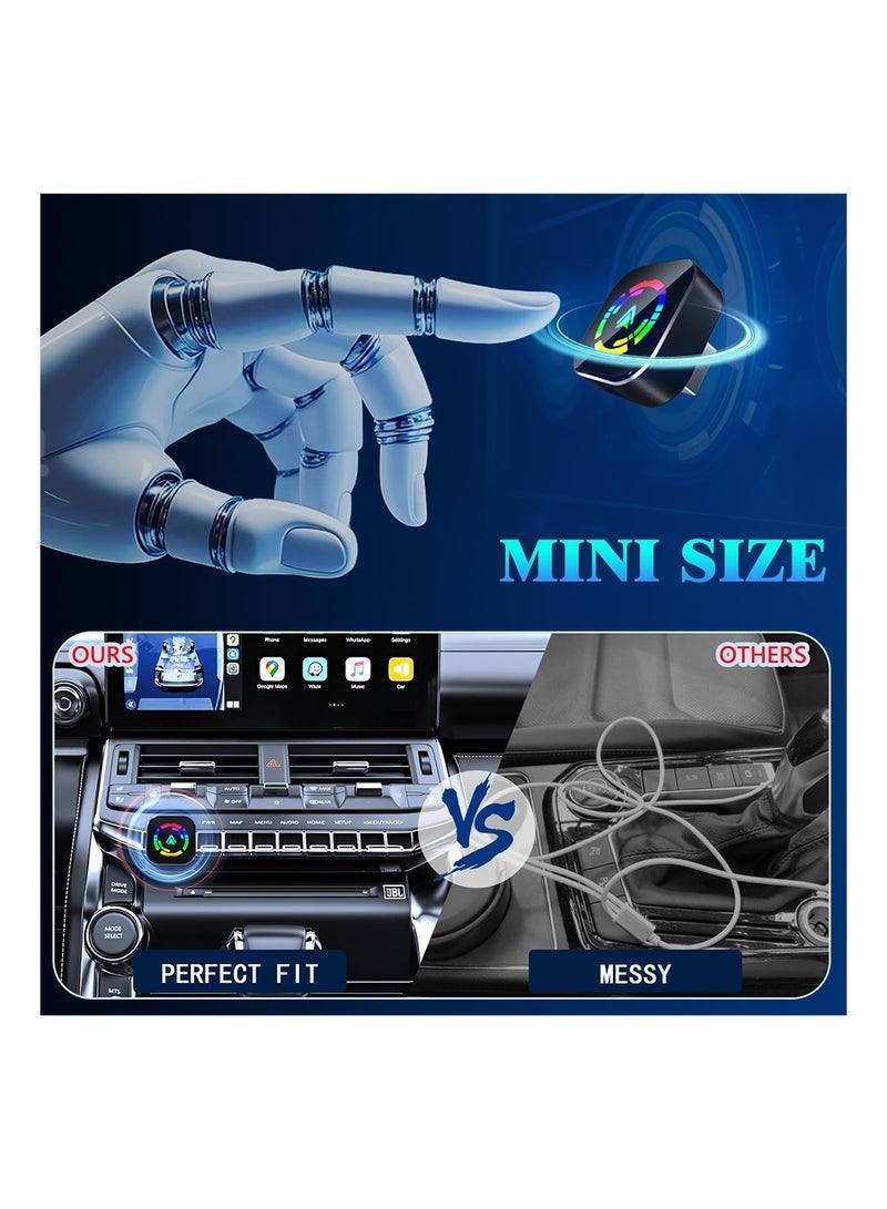 Wireless CarPlay Adapter for iPhone, 2025 Upgraded Wired to Wireless for Apple CarPlay, Mini USB Design Car Play Adapter with Type-C Extension, Plug and Play, Stable Connection & No Latency - Image 5