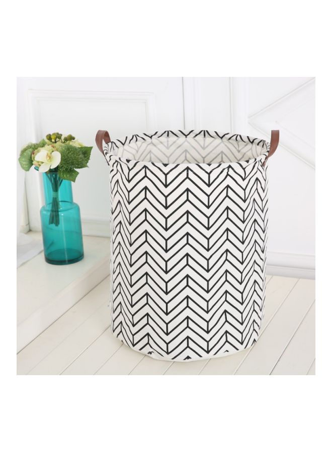 NIBEMINENT Geometric Printed Rounded Storage Basket White/Black 40x50centimeter - Image 2